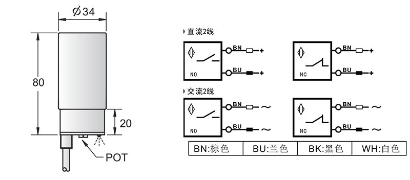 AC D34兩線電容式接近開關(guān)