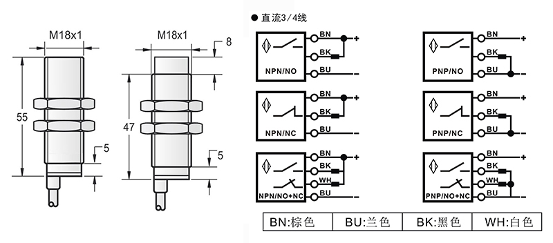 M18長距離電感式接近開關(guān)出線式