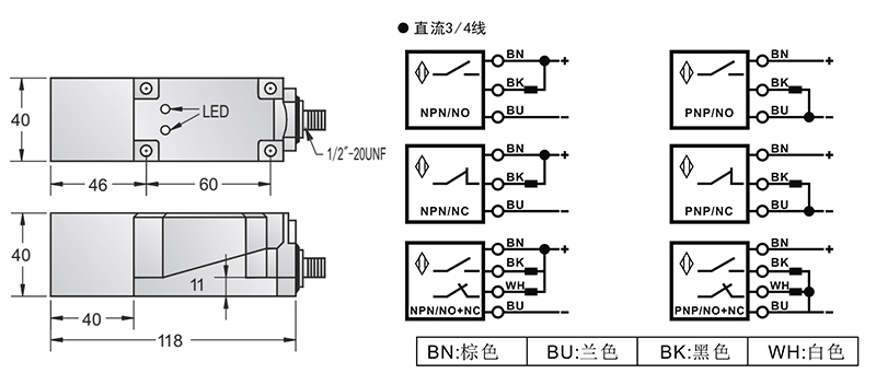 Q40接頭式方形電感式接近開(kāi)關(guān)